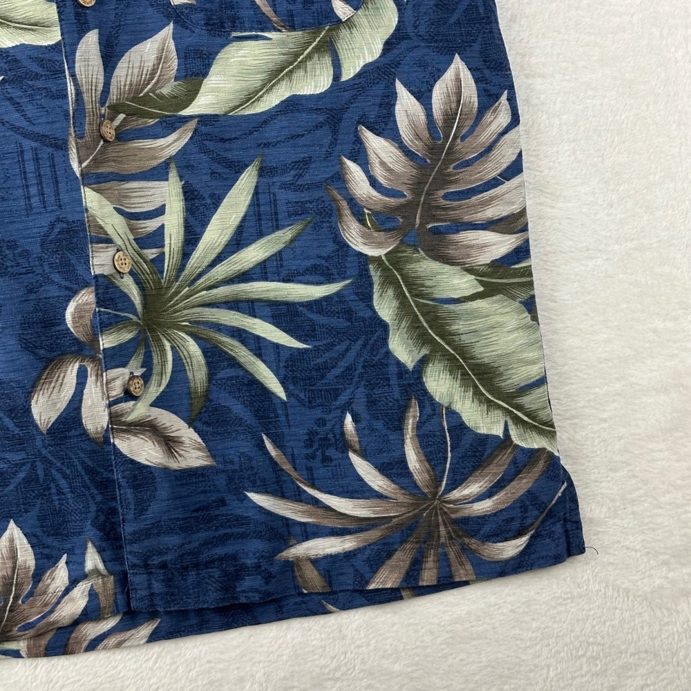 Batik Bay Button Up Mens Relaxed S Blue Tropical Silk Camp Shirt 100% Silk - Picture 9 of 10